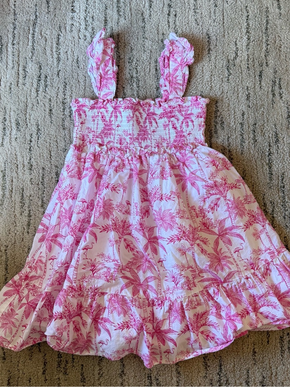 Janie and Jack White Sundress with Pink Tropical Print